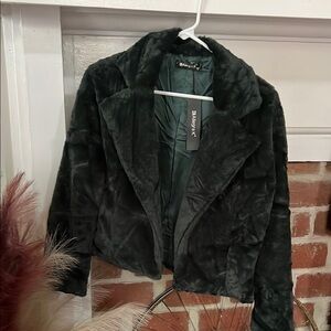 Dark Green Faux Fur Coat NWT